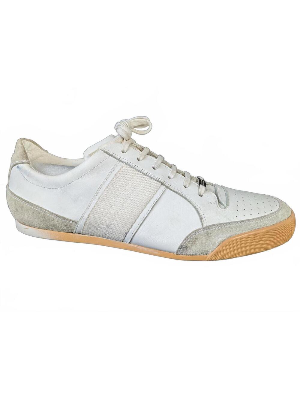 Burberry Italy Men Low-Top Sneakers White Leather Suede 11